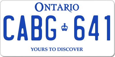 ON license plate CABG641