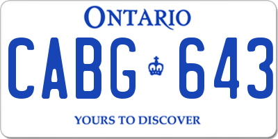 ON license plate CABG643