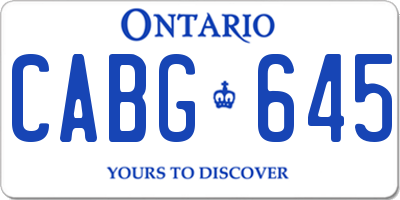 ON license plate CABG645