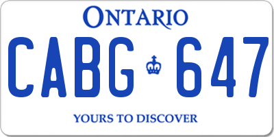 ON license plate CABG647