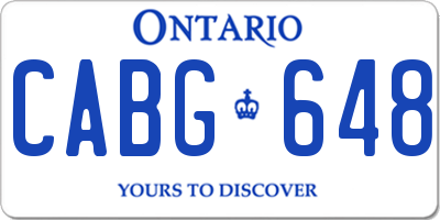 ON license plate CABG648