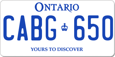 ON license plate CABG650