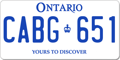 ON license plate CABG651