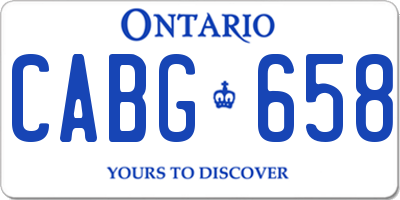 ON license plate CABG658