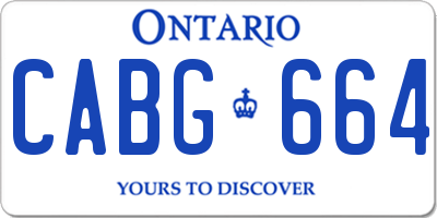 ON license plate CABG664