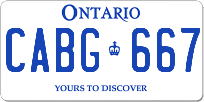 ON license plate CABG667