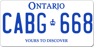 ON license plate CABG668