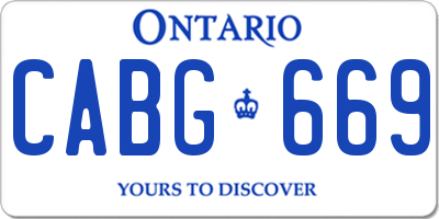 ON license plate CABG669