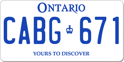 ON license plate CABG671