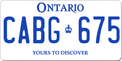 ON license plate CABG675