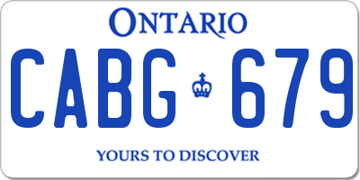 ON license plate CABG679