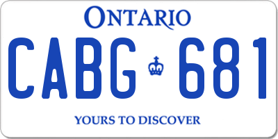 ON license plate CABG681