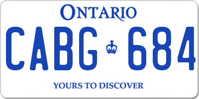 ON license plate CABG684