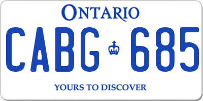 ON license plate CABG685