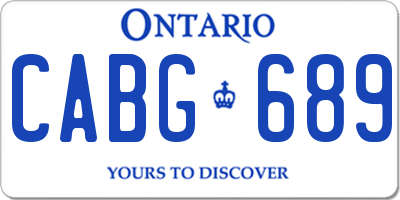 ON license plate CABG689