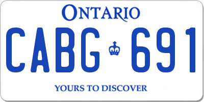 ON license plate CABG691