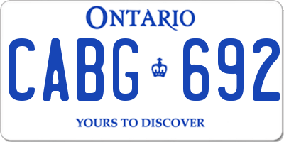 ON license plate CABG692