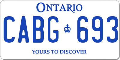 ON license plate CABG693