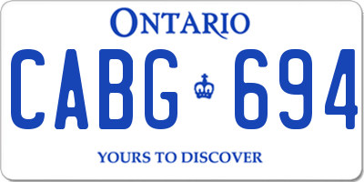 ON license plate CABG694