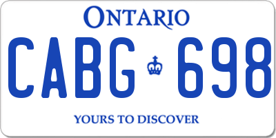 ON license plate CABG698