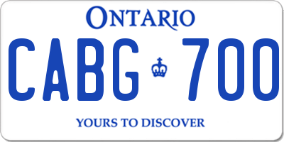 ON license plate CABG700