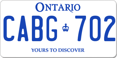 ON license plate CABG702