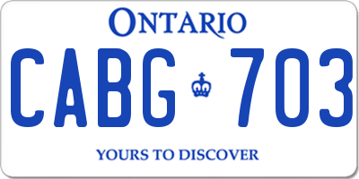 ON license plate CABG703