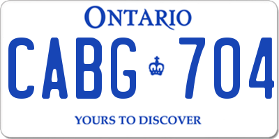 ON license plate CABG704