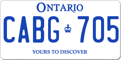 ON license plate CABG705