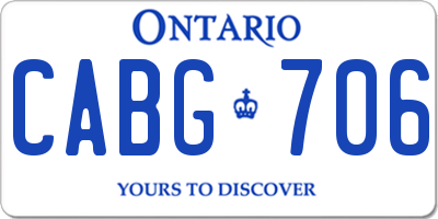 ON license plate CABG706