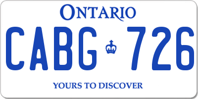 ON license plate CABG726