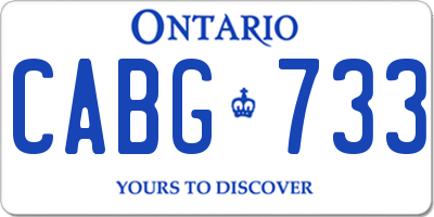 ON license plate CABG733