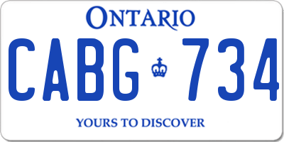 ON license plate CABG734