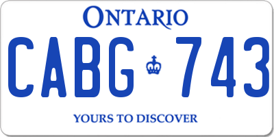 ON license plate CABG743