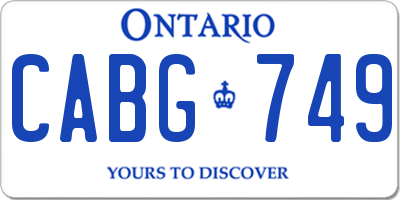 ON license plate CABG749