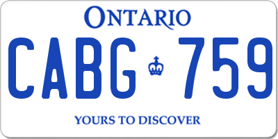 ON license plate CABG759