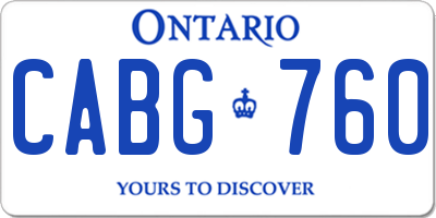 ON license plate CABG760