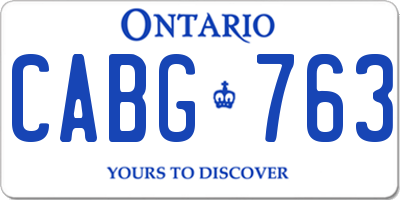 ON license plate CABG763