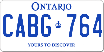 ON license plate CABG764