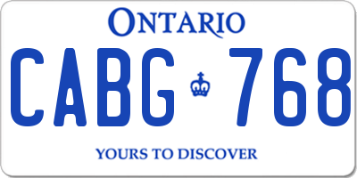 ON license plate CABG768