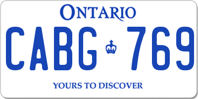 ON license plate CABG769