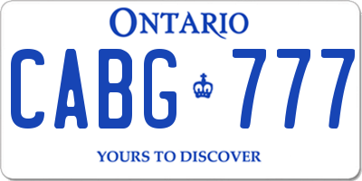 ON license plate CABG777