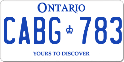 ON license plate CABG783