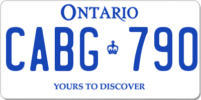 ON license plate CABG790