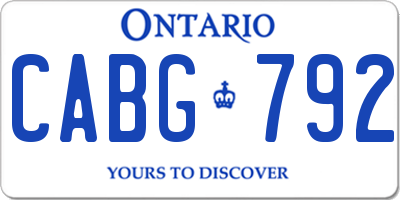 ON license plate CABG792