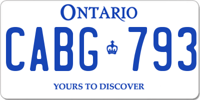 ON license plate CABG793