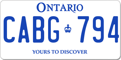 ON license plate CABG794