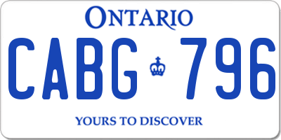 ON license plate CABG796