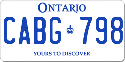 ON license plate CABG798