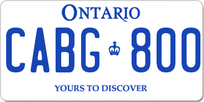 ON license plate CABG800